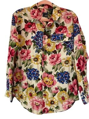 Floral Button-Up Shirt - Pink/Blue/Yellow